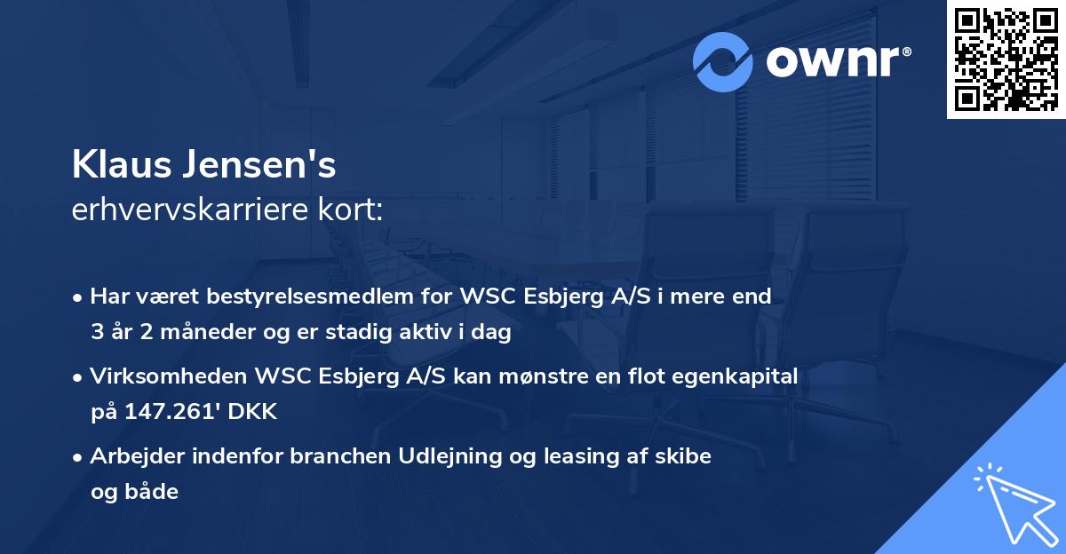 Klaus Jensen's erhvervskarriere kort