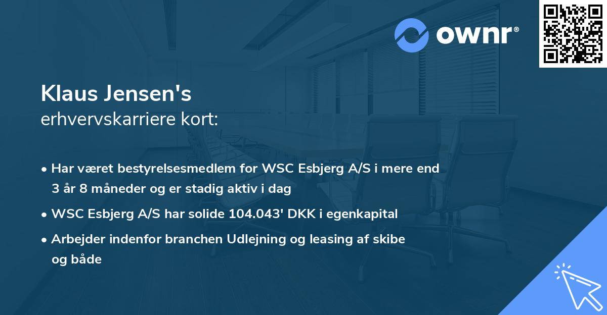 Klaus Jensen's erhvervskarriere kort