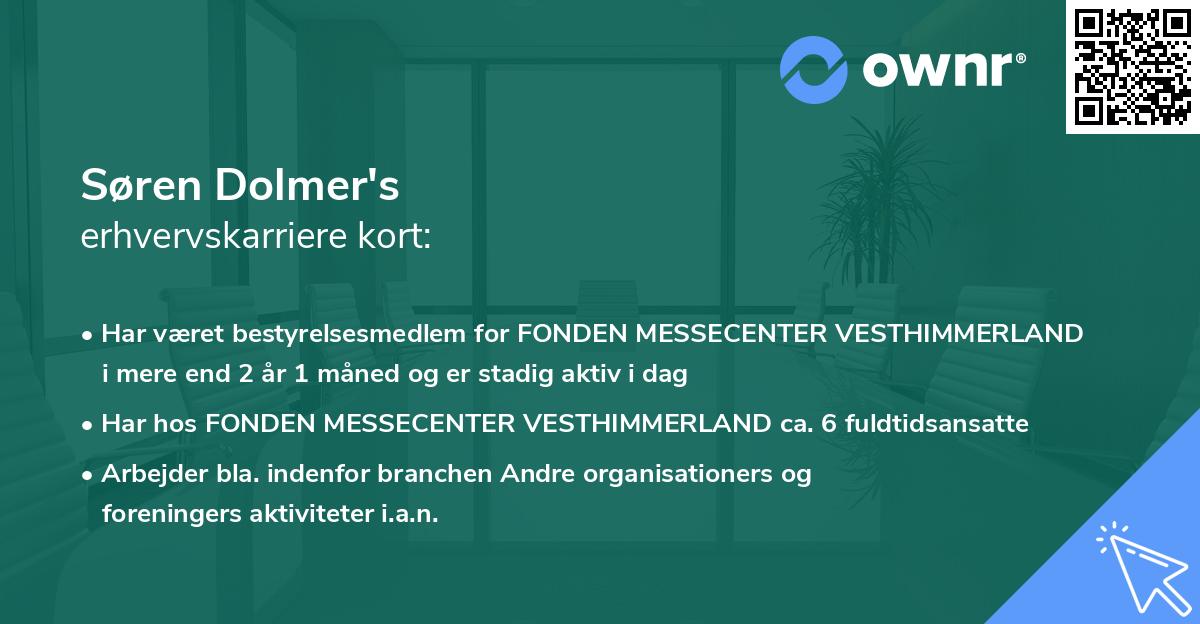 Søren Dolmer's erhvervskarriere kort