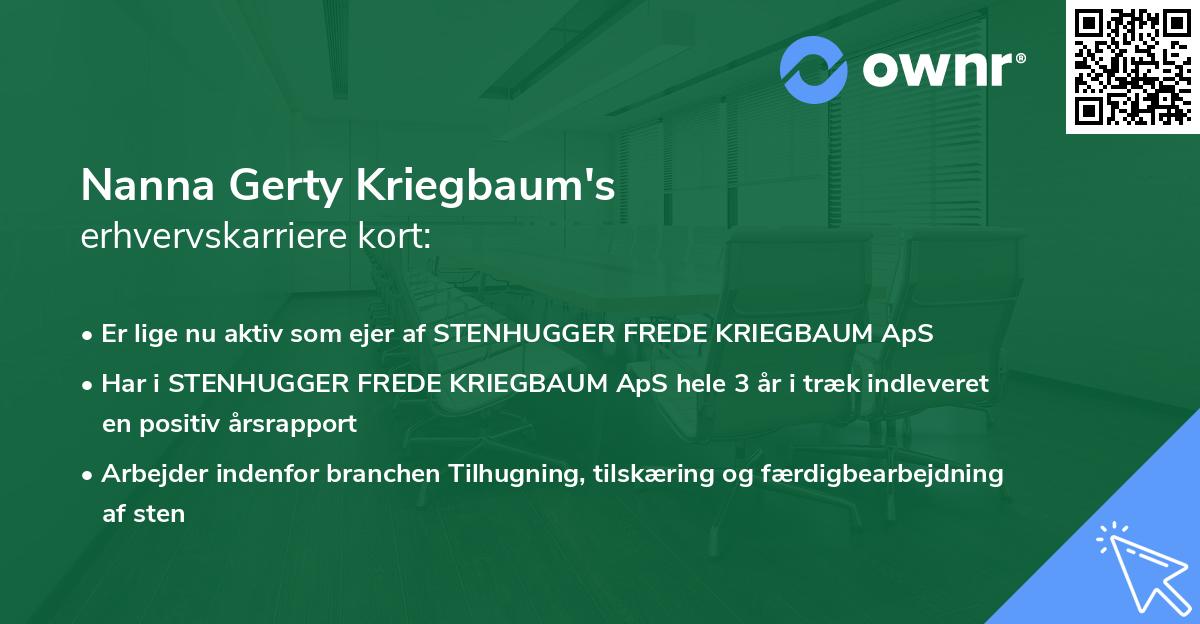 Nanna Gerty Kriegbaum's erhvervskarriere kort