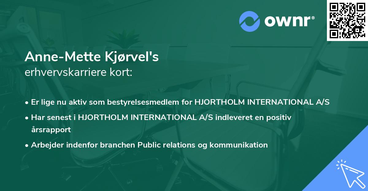 Anne-Mette Kjørvel's erhvervskarriere kort