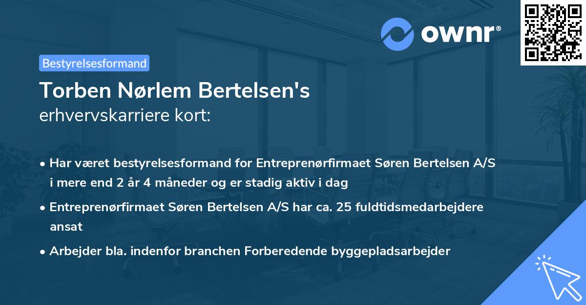 Torben Nørlem Bertelsen's erhvervskarriere kort