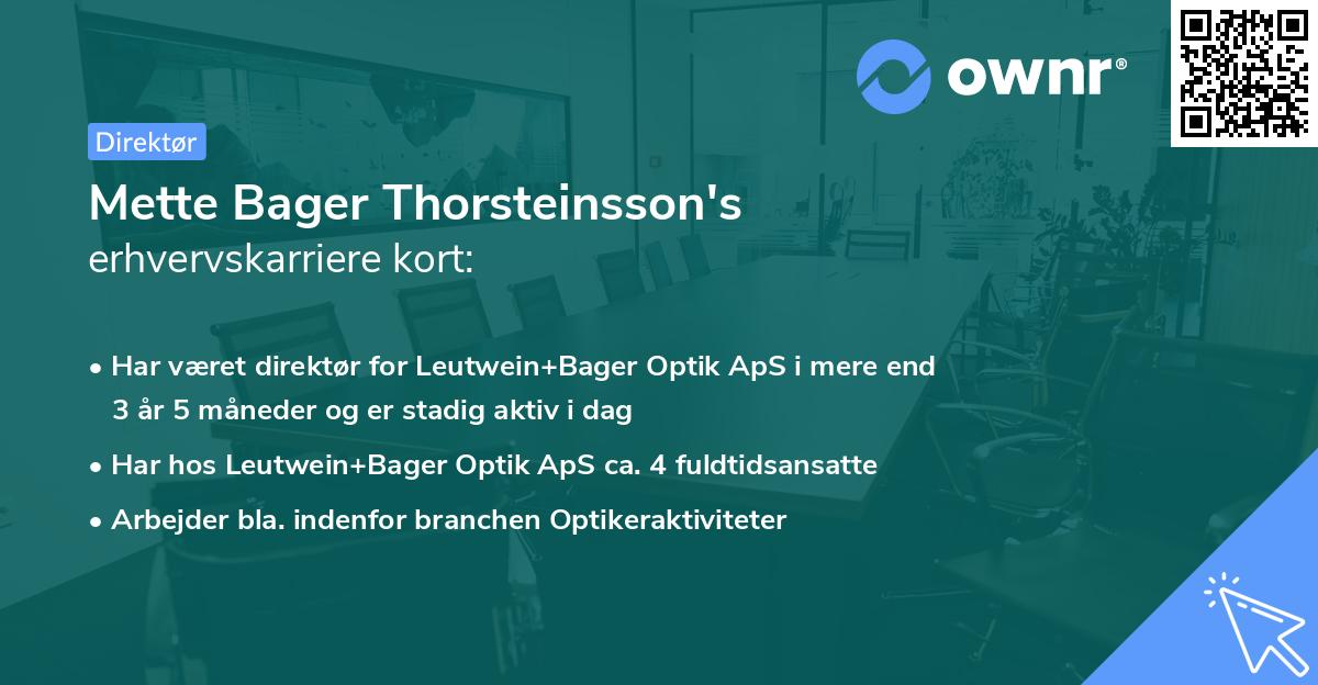 Mette Bager Thorsteinsson's erhvervskarriere kort