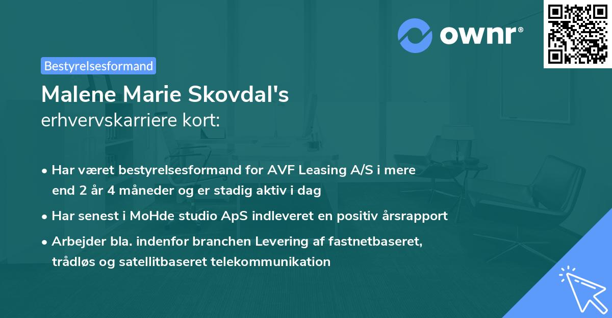 Malene Marie Skovdal's erhvervskarriere kort