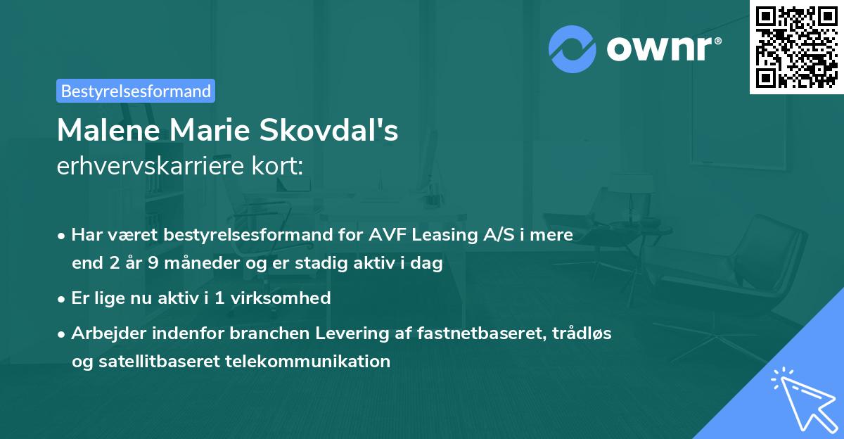 Malene Marie Skovdal's erhvervskarriere kort