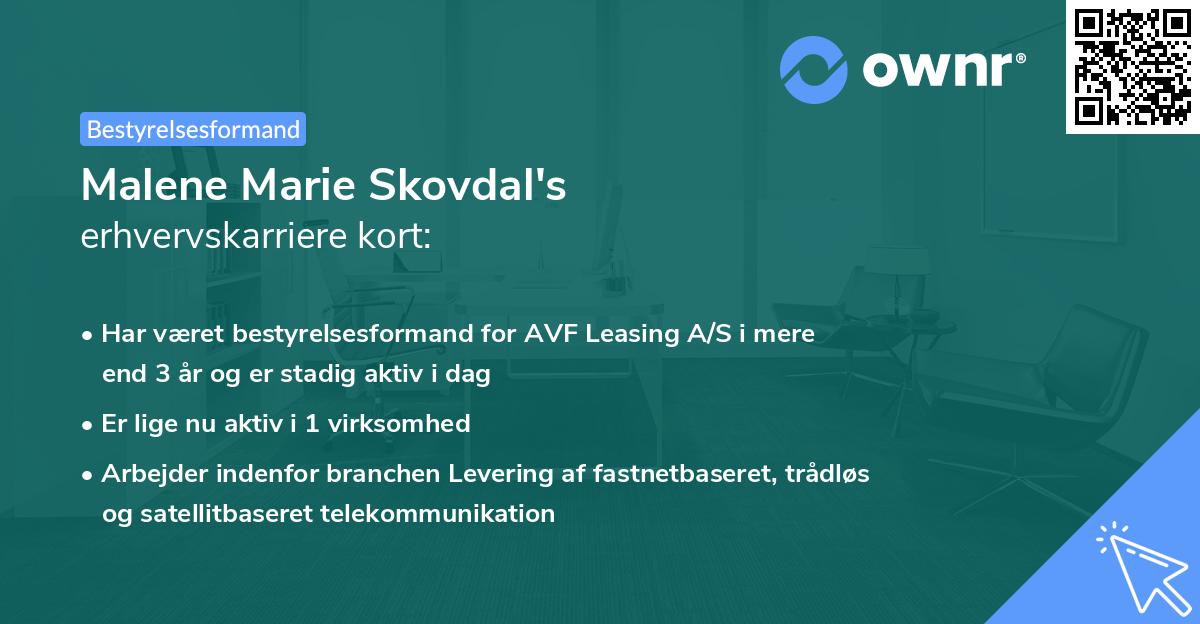 Malene Marie Skovdal's erhvervskarriere kort