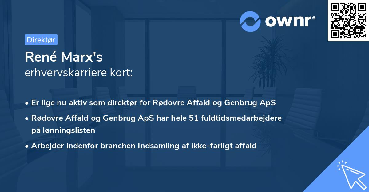 René Marx's erhvervskarriere kort