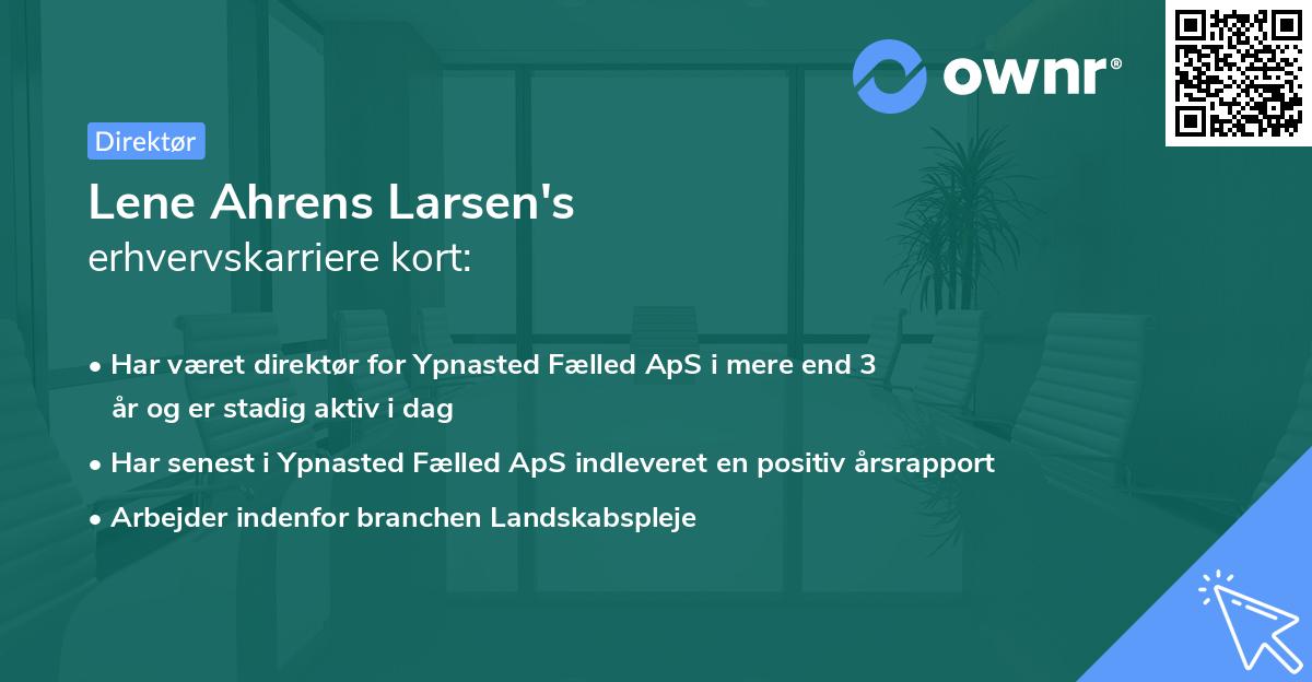 Lene Ahrens Larsen's erhvervskarriere kort