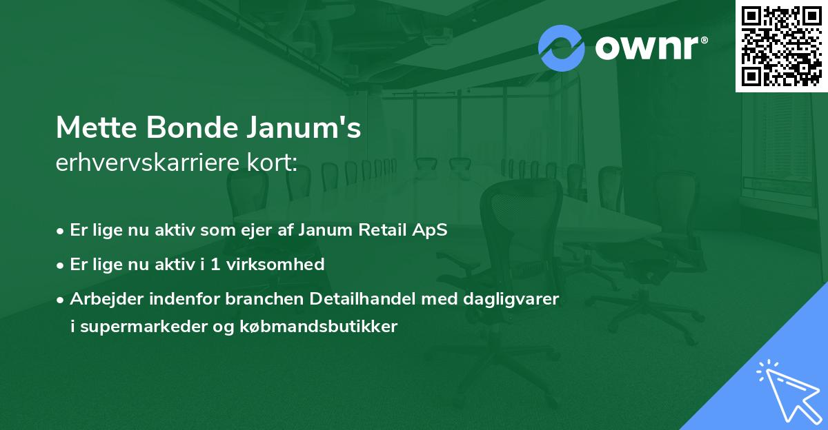 Mette Bonde Janum's erhvervskarriere kort