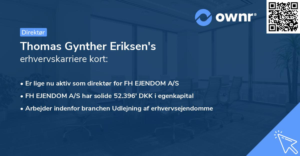 Thomas Gynther Eriksen's erhvervskarriere kort