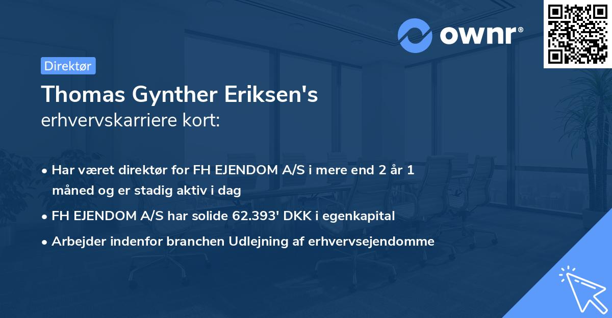 Thomas Gynther Eriksen's erhvervskarriere kort