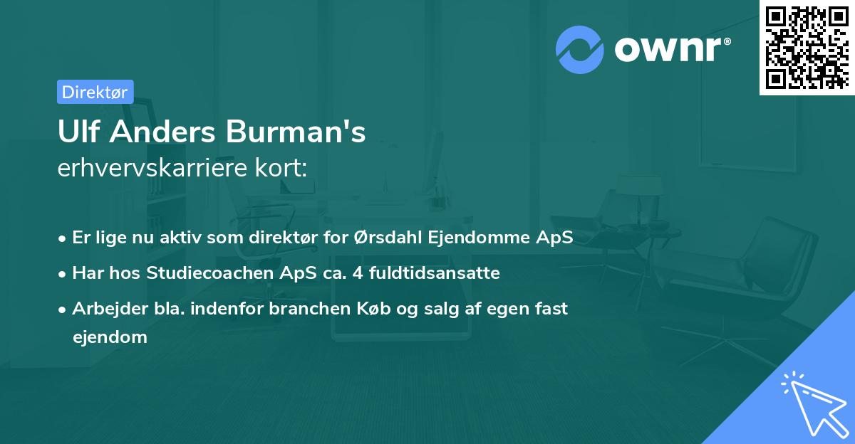 Ulf Anders Burman's erhvervskarriere kort