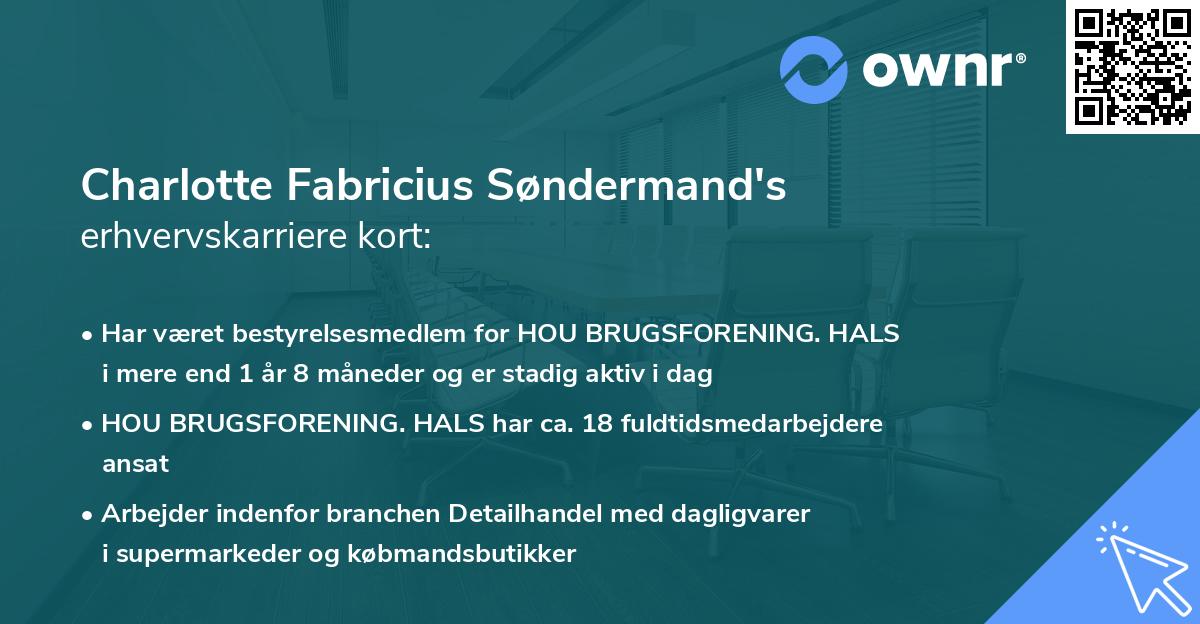 Charlotte Fabricius Søndermand's erhvervskarriere kort