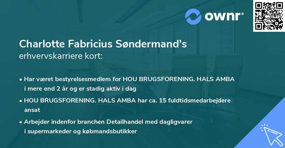 Charlotte Fabricius Søndermand's erhvervskarriere kort