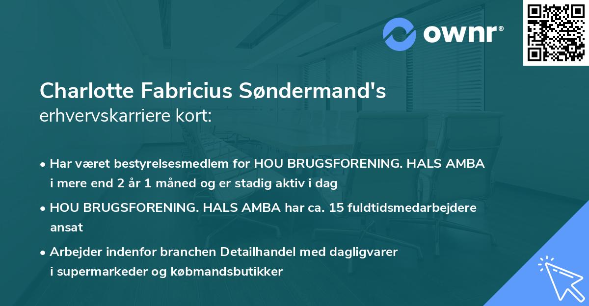 Charlotte Fabricius Søndermand's erhvervskarriere kort
