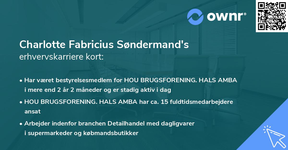Charlotte Fabricius Søndermand's erhvervskarriere kort