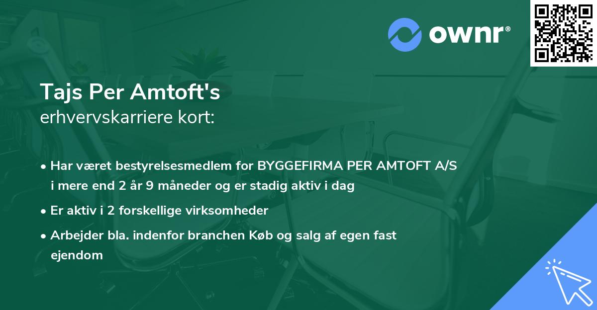 Tajs Per Amtoft's erhvervskarriere kort