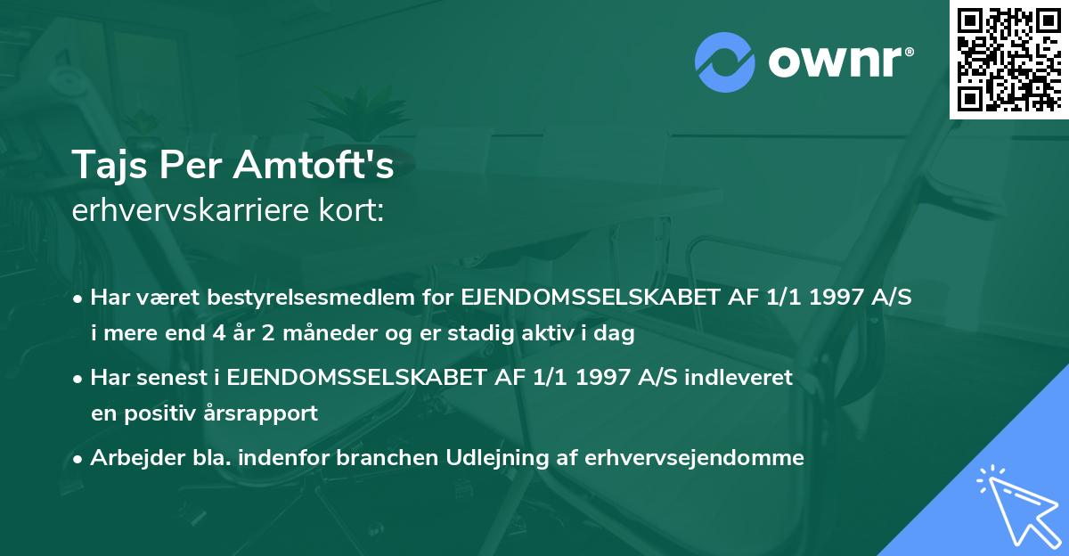 Tajs Per Amtoft's erhvervskarriere kort