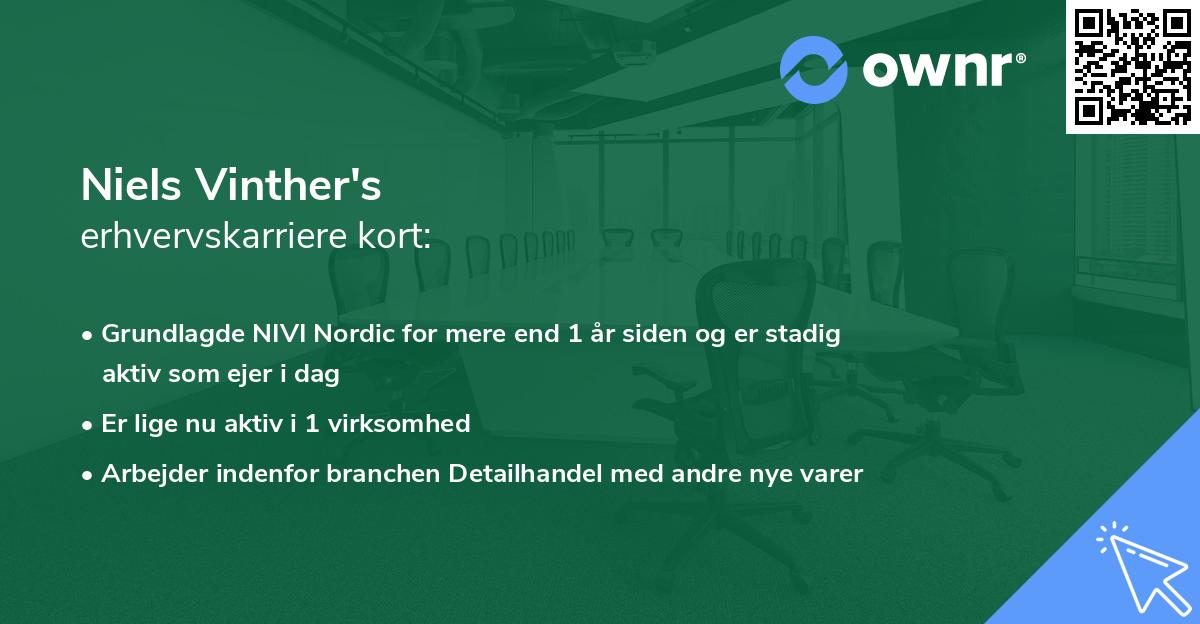 Niels Vinther's erhvervskarriere kort