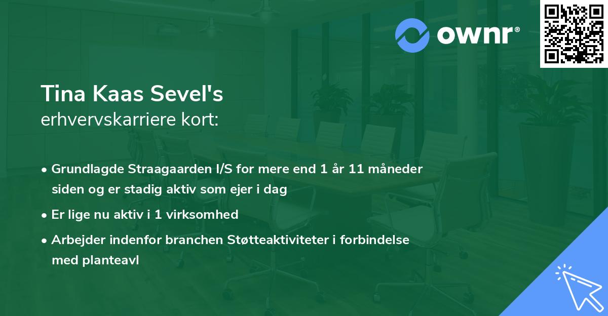 Tina Kaas Sevel's erhvervskarriere kort