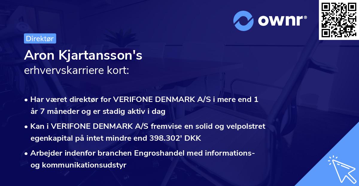 Aron Kjartansson's erhvervskarriere kort