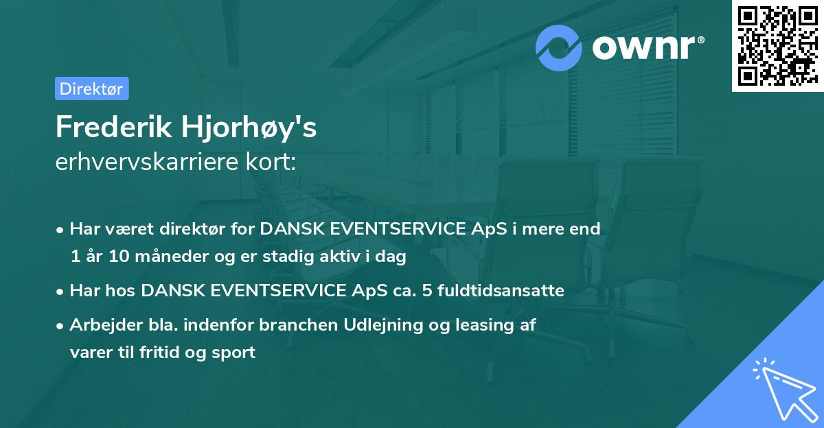 Frederik Hjorhøy's erhvervskarriere kort