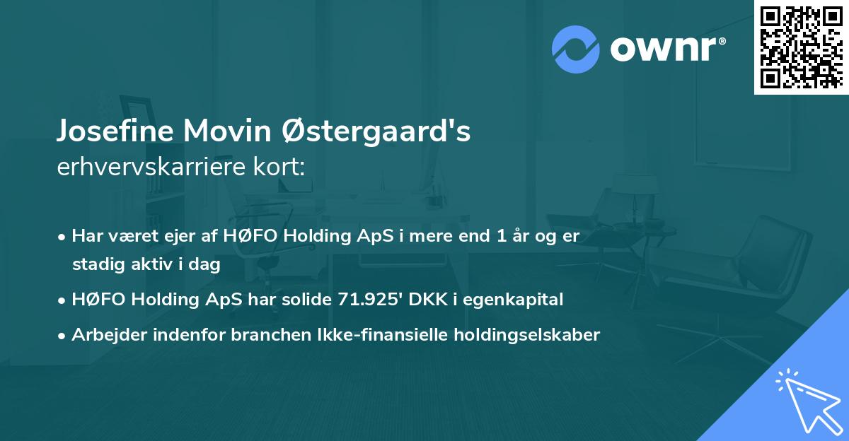Josefine Movin Østergaard's erhvervskarriere kort