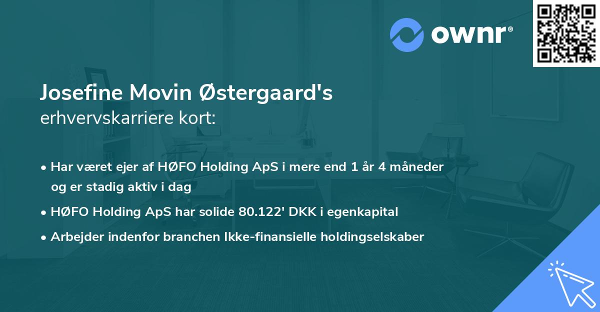 Josefine Movin Østergaard's erhvervskarriere kort