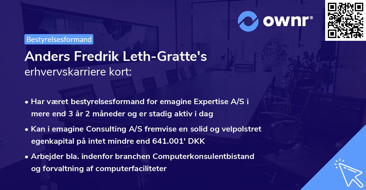 Anders Fredrik Leth-Gratte's erhvervskarriere kort