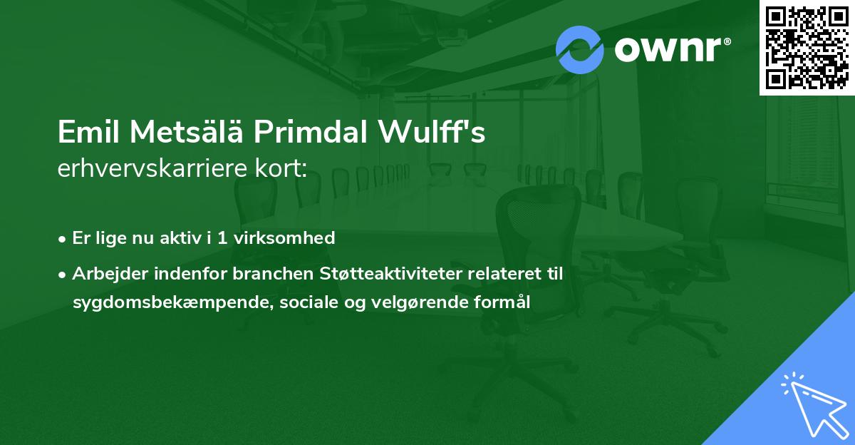 Emil Metsälä Primdal Wulff's erhvervskarriere kort