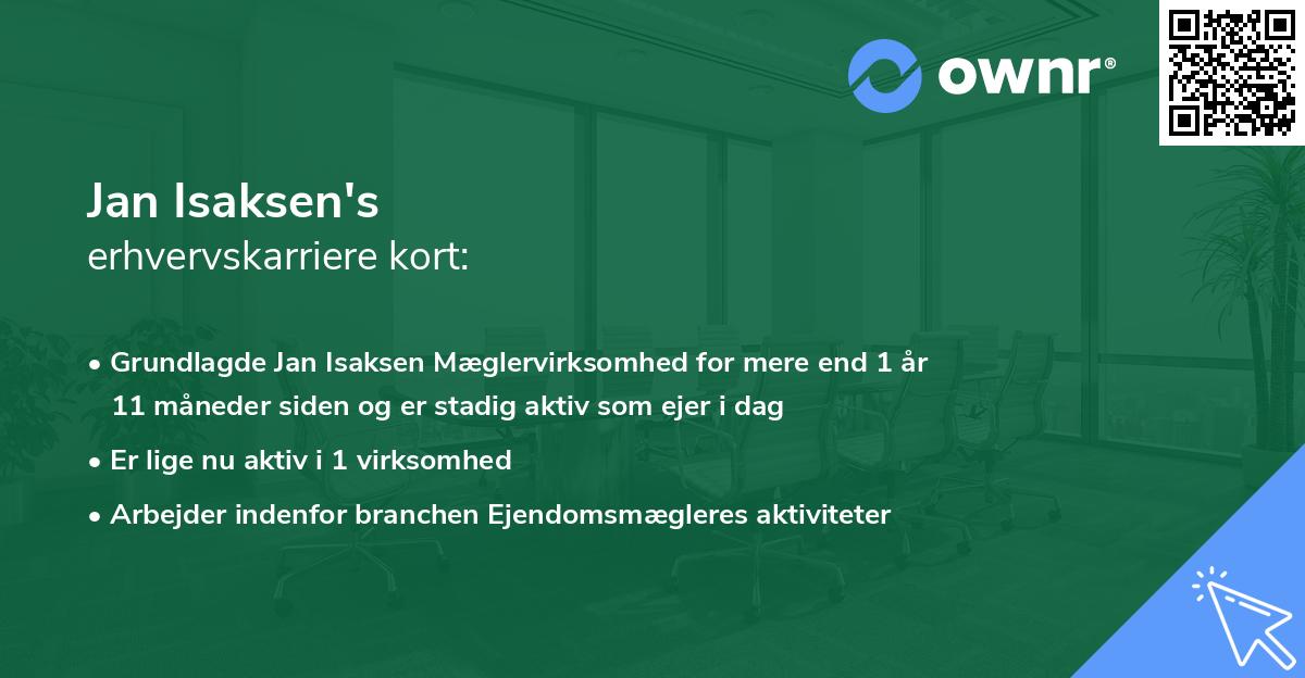 Jan Isaksen's erhvervskarriere kort