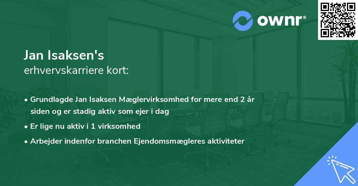 Jan Isaksen's erhvervskarriere kort