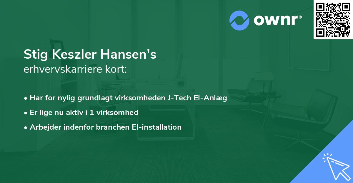 Stig Keszler Hansen's erhvervskarriere kort