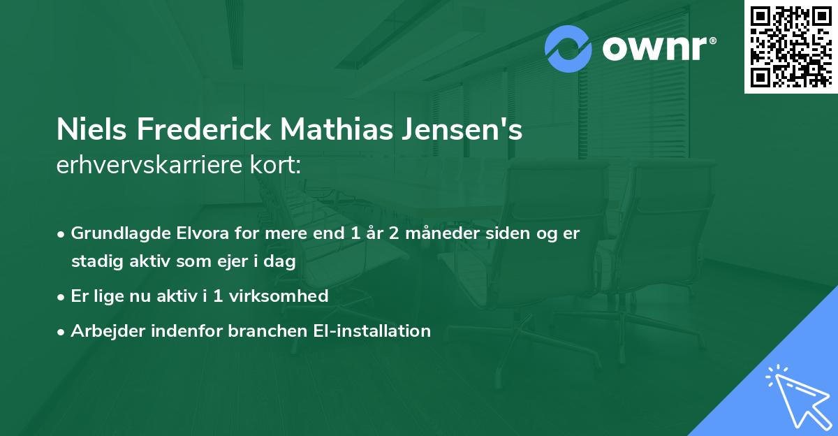 Niels Frederick Mathias Jensen's erhvervskarriere kort