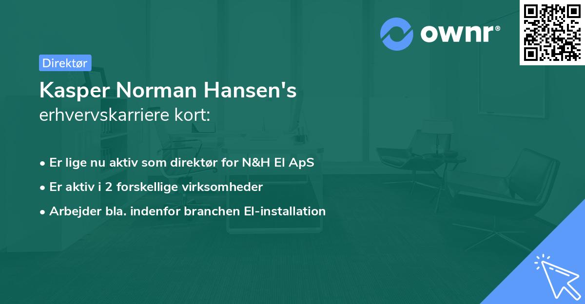 Kasper Norman Hansen's erhvervskarriere kort