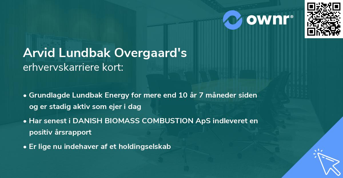 Arvid Lundbak Overgaard's erhvervskarriere kort