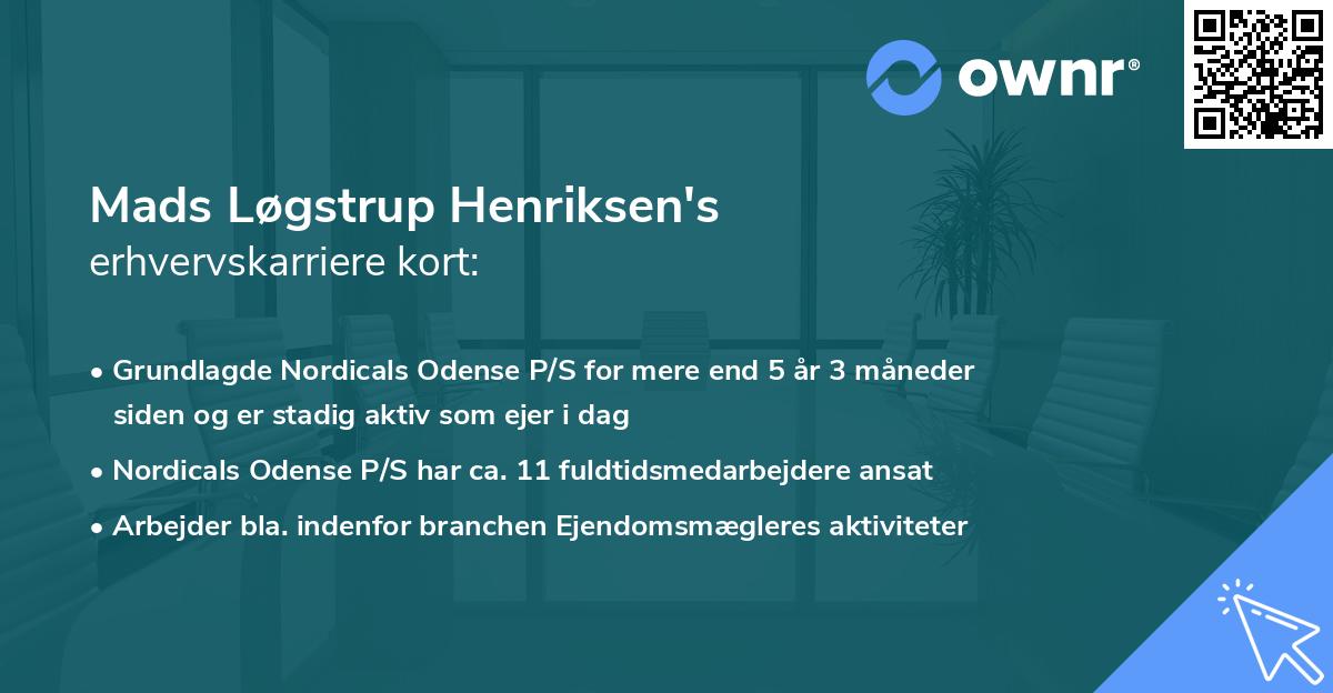Mads Løgstrup Henriksen's erhvervskarriere kort
