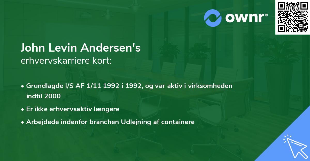 John Levin Andersen's erhvervskarriere kort
