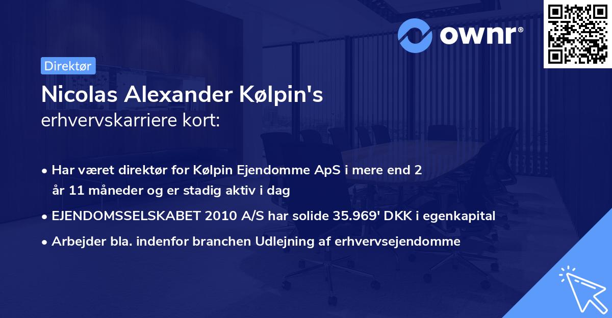 Nicolas Alexander Kølpin's erhvervskarriere kort