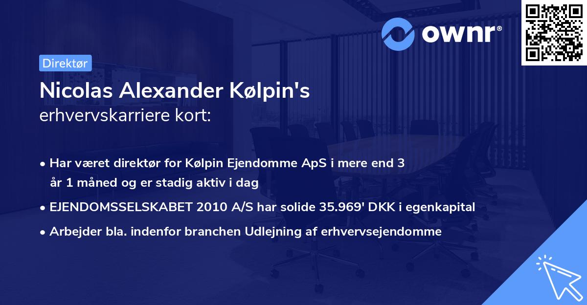Nicolas Alexander Kølpin's erhvervskarriere kort