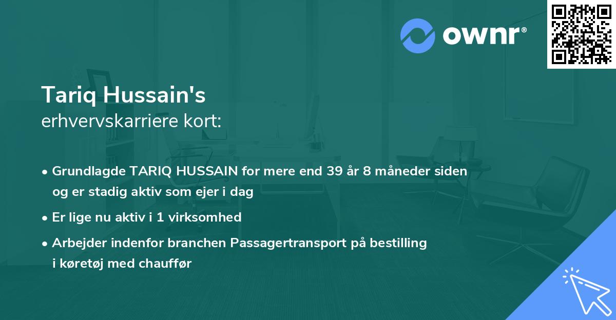 Tariq Hussain's erhvervskarriere kort