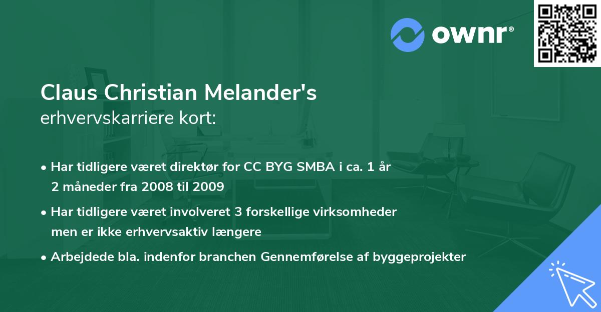 Claus Christian Melander's erhvervskarriere kort