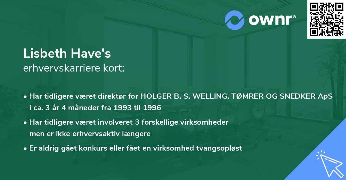 Lisbeth Have's erhvervskarriere kort