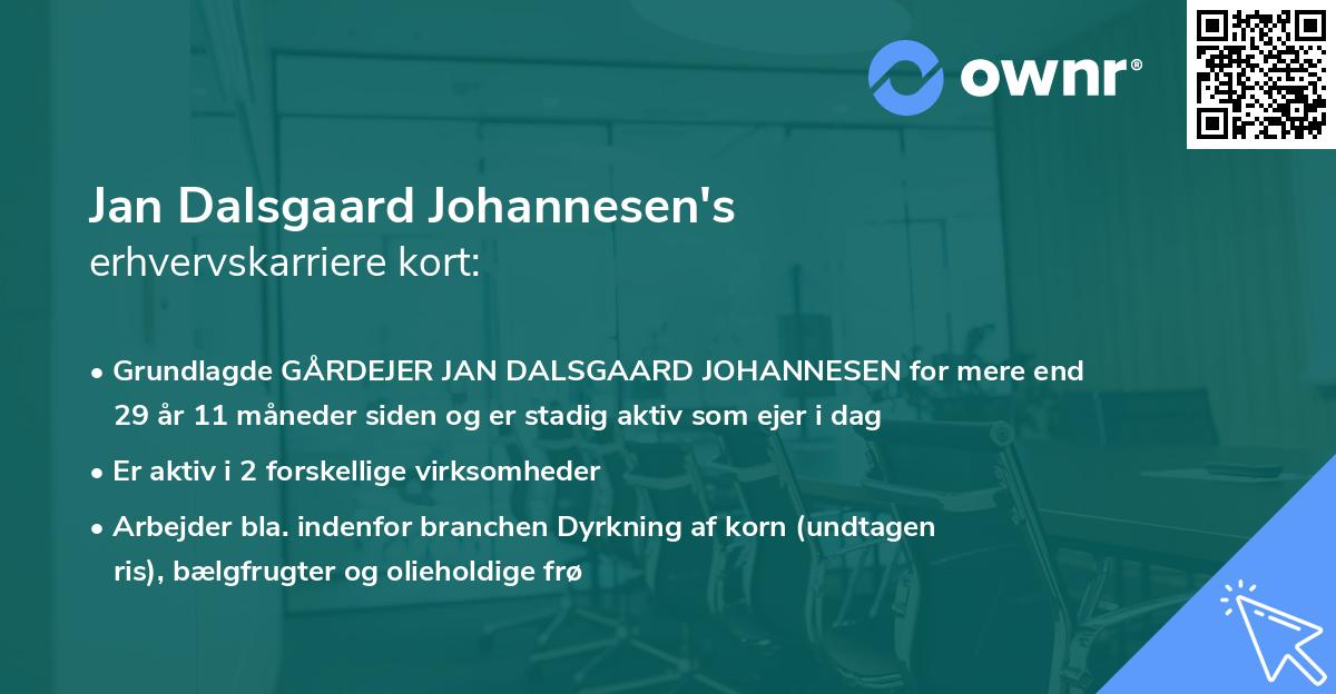 Jan Dalsgaard Johannesen's erhvervskarriere kort