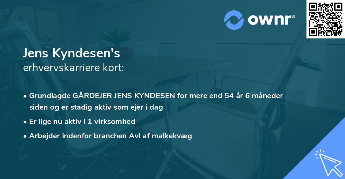 Jens Kyndesen's erhvervskarriere kort