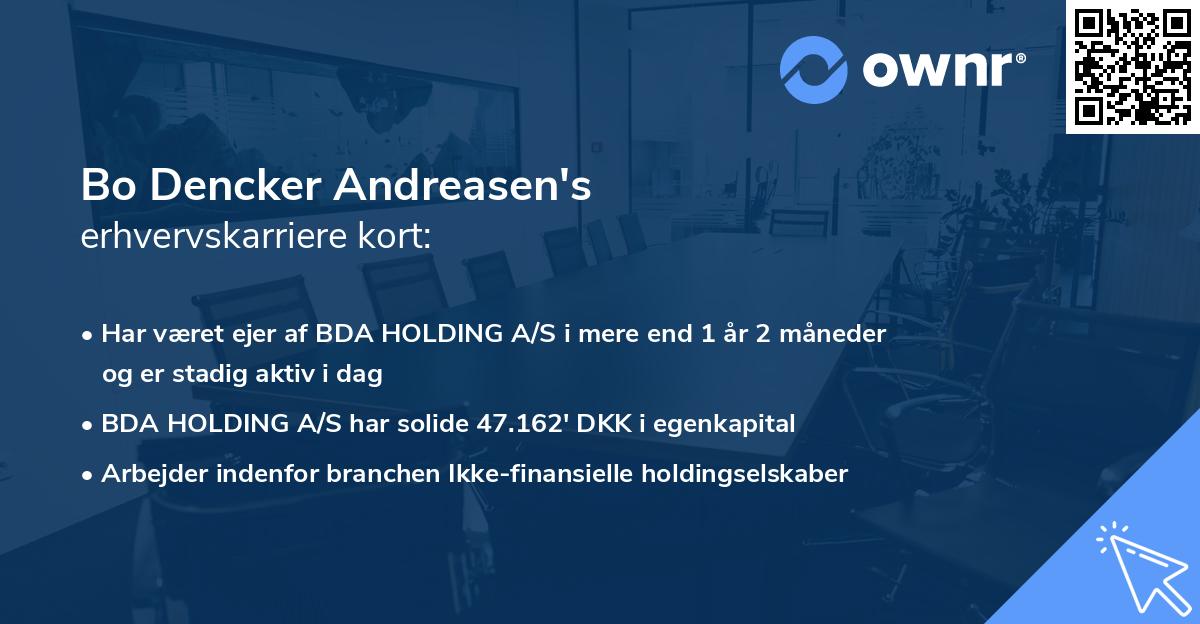 Bo Dencker Andreasen's erhvervskarriere kort