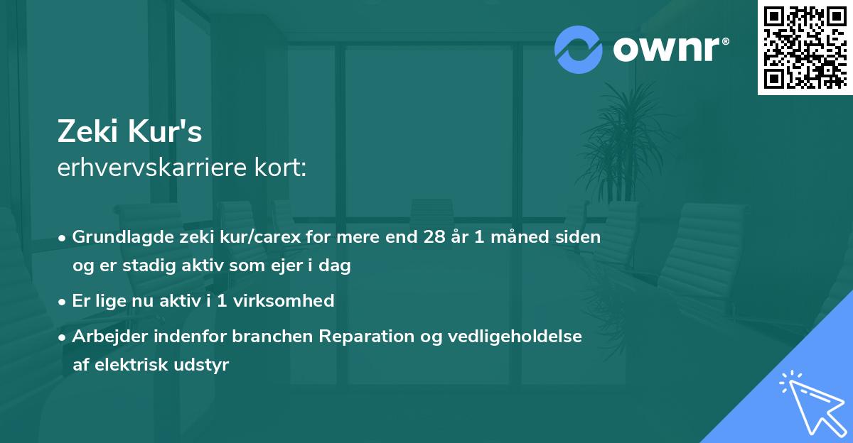 Zeki Kur's erhvervskarriere kort
