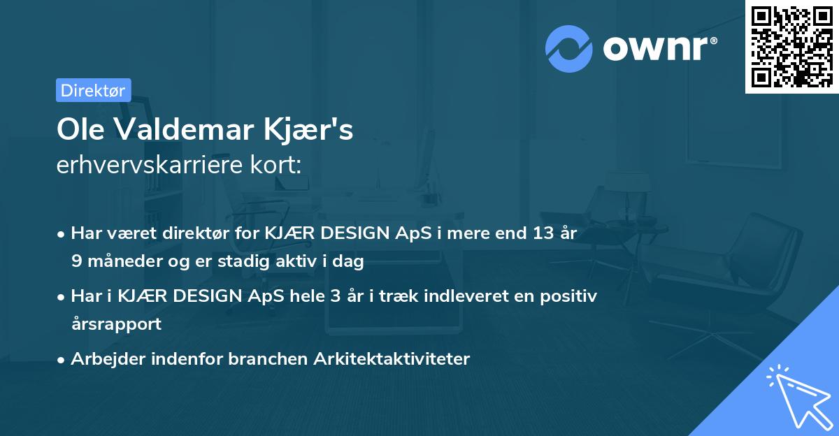 Ole Valdemar Kjær's erhvervskarriere kort
