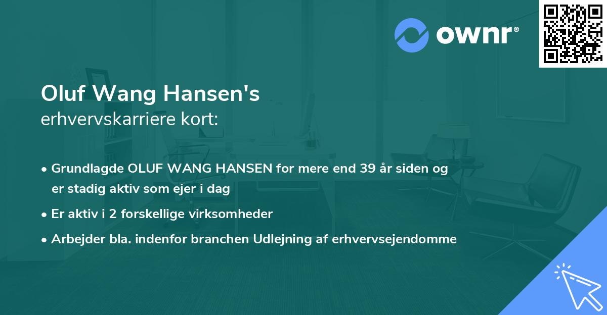 Oluf Wang Hansen's erhvervskarriere kort