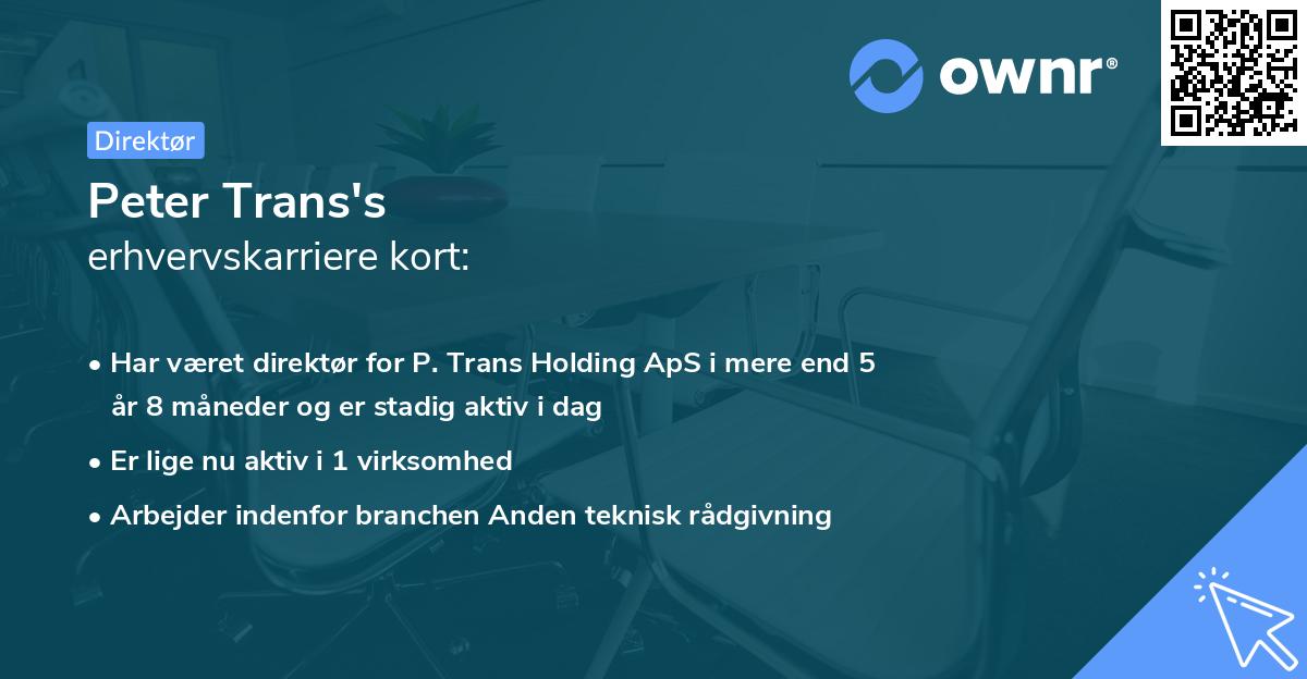 Peter Trans's erhvervskarriere kort